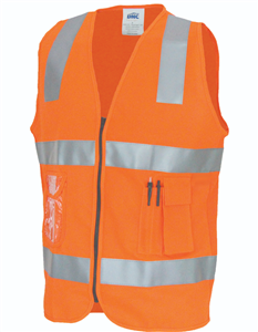 Vest Silver Reflective Tape Zip Front ID Front