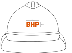 Safety Cap WHITE VGard with BHP ORANGE Logo Silver Reflective Tape on Sides  Back