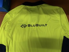 Heatpress BLUBUILT Logo Centre on Back Between ShouldersUpper Garment250mm WideNavy Logo