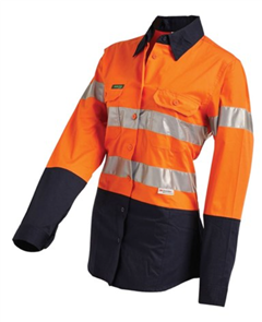 Shirt Lightweight 100 Cotton Drill 155gsm Long Sleeve Ladies With RF Tape