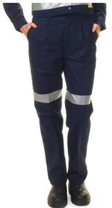 Trousers Drill Ladies With Reflective Tape  Heavyweight 311gsm