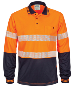 Polo Shirt Micromesh Long Sleeve HiVis Segment Taped Two Tone