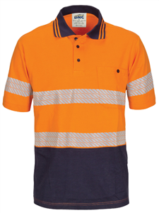 Polo Shirt HiVis Segment Taped Cotton Jersey Two Tone Polo