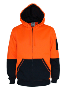HiVis 2 Tone Hoodie Super Fleece Full Zip 300gsm