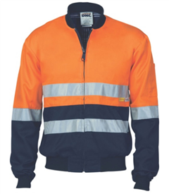 Bomber Jacket Cotton 190gsm HiVis Reflective Tape Ribbing Cuffs  Waist Band