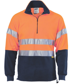 Polar Fleece Half Zip Reflective Tape HiVis Two Tone