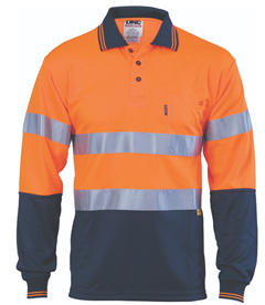 Polo Shirt Cool Breathe 175gsm Long Sleeve HiVis Reflective Tape