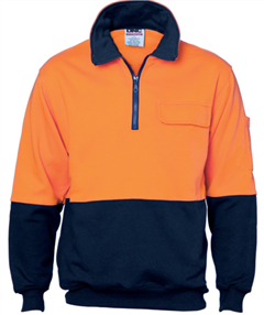 Windcheater Cotton Fleecy 12 Zip HiVis Two Tone