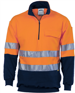 Windcheater Cotton Fleecy 12 Zip HiVis Two Tone