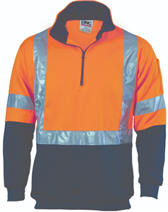 Polar Fleece HiVis 12 Zip X Back  300gsm Polyester Outer PolyCotton inner Polar Fleece  NSW Rail Compliant