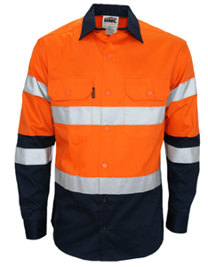 Shirt Hi Vis Biomotion Two Tone Long Sleeve Shirt with Silver Reflective Tape
