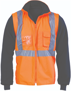 Vest HiVis ZipOff Sleeve Reversible XBack Reflective Tape