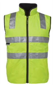 Vest Reversible HiVis DN with Silver Reflective Tape 100 Polyester Shell with Lining 290gsm Polar Fleece Contrast Colour