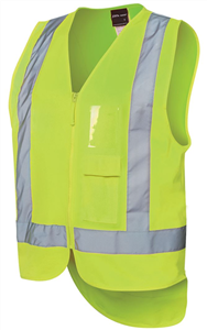 Vest HiVis DayNight Zipped with  Reflective Tape H Pattern Drop Tail