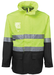Jacket JBs Hi Vis LIME BLACK Long Line Jacket with Silver Reflective Tape