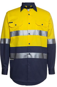 Shirt HI Vis Long Sleeve with Silver Reflective Tape 150grm