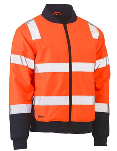 Jacket Bisley Bomber Two Tone HI Vis with Padded Waterproof and Breathable Quilted Lining  Silver Reflective Tape