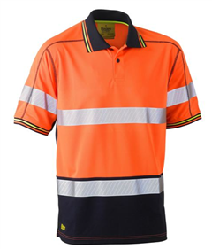 Polo Bisley Hi Vis Polyester Short Sleeve Lightweight Breathable Polo Shirt with Silver Reflective Tape