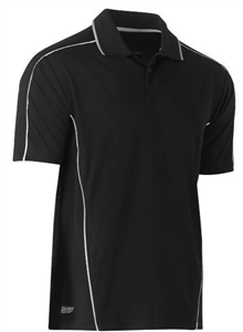 Polo Shirt Bisley Lightweight and Breathable Cool Mesh Polo Shirt with Silver Reflective Piping