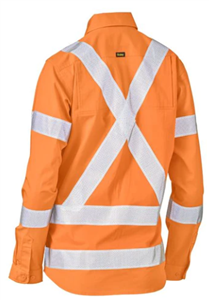 Shirt BISLEY Ladies Lightweight Drill X Taped Biomotion Hi Vis Cool