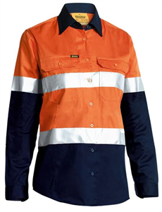Shirt Ladies Bisley Light Weight Two Tone Reflective Tape and Gusset Sleeve