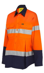 Shirt Bisley Womens Taped Hi Vis Maternity Drill Shirt with Silver Reflective Tape