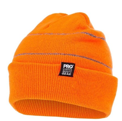 Beanie with Retro Reflective Stripes for Ease of Identification 100 Acrylic Standard One Size ORANGE HI VIS