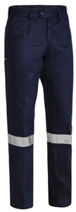 Trouser Bisley Mens 100 Cotton Drill Work Pant with Silver Reflective Tape  310gsm