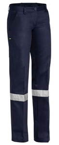 Trouser Bisley Ladies Drill Pants with Silver Reflective Tape