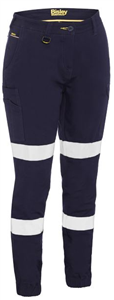 Pants Ladies Bisley Biomotion Cargo Pant with Cuff and 2 Bands of  Silver Reflective Tape on Each Leg