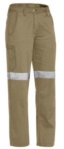Pants Ladies Bisley Vented Cool LightWeight Cargo with Silver Reflective Tape