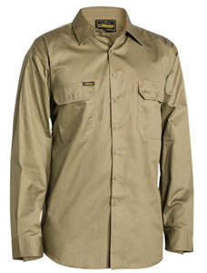 Shirt Bisley LS Cool Weight Drill Vertical cotton mesh back ventilation