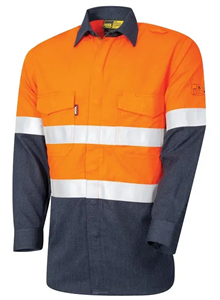 Shirt BOOL Parvotex Inherent Fire Retardant Two Tone LS With Loxy FR Reflective Tape Nylon Stud Closure HRC 159 Calcm2