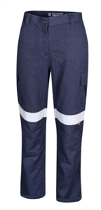 Pants BOOL Womens Regular Weight PPE2  FR Cargo Trousers With Loxy and Fire Retardant Silver Reflective Tape 197gsm