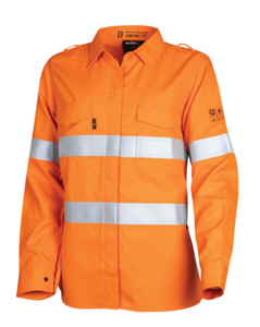 Shirt BOOL Womens Regular Weight PPE2  FR Shirt With Loxy and Fire Retardant Silver Reflective Tape  127gsm