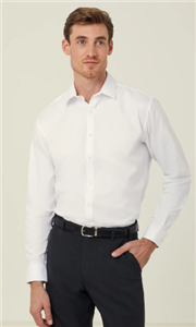 Shirt Mens NNT Corporate Stretch Textured Twill Long Sleeve Shirt with POCKET on Front Left Hand Side wearing Drakes Logo above pocket