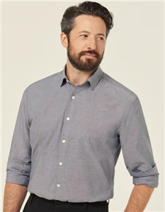 Shirt Mens NNT Corporate Cotton Chambray Long Sleeve Shirt CHARCOAL