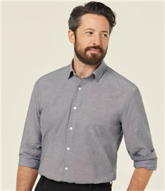 Shirt Mens NNT Corporate Cotton Chambray Long Sleeve Shirt LIGHT BLUE