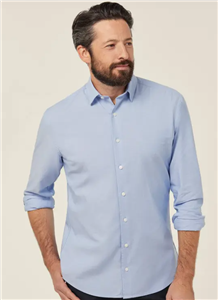 Shirt Mens NNT Corporate Cotton Chambray Long Sleeve Shirt LIGHT BLUE