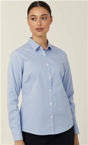 Shirt Ladies NNT Avignon Gingham Check Stretch Long Sleeve Slim Shirt