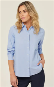 Shirt Ladies NNT Corporate Cotton Chambray Long Sleeve Relaxed Shirt LIGHT BLUE