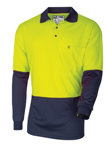 Polo Shirt Micromesh Long Sleeve Hi Vis Polo Shirt with 3 Button Closure