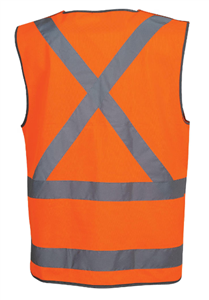 Safety Vest Force360 Day Night Safety Vest X Pattern Cross on Back and Silver Reflective Tape Polyester Material