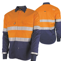 Shirt Lightweight Cotton 160gsm Vented Hi Vis Shirt with Graphex Cut Level F Resistant Sleeve Layer from Wrists to Biceps and Silver Reflective Tape