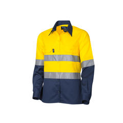 Shirt Ladies Regular Weight HiVis Cotton Shirt With 3M Tape 190gsm