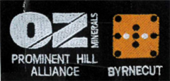 Embroidery OZ MINERALS PROMINENT HILL ALLIANCE in WHITE and BYRNECUT Logo in GOLD with BYRNECUT Text in WHITE on BLACK POLO SHIRTS ONLY