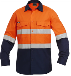 Shirt King Gee LS Workcool 2 HiVis  Reflective Spliced Hoop Tape Shirt 145gsm