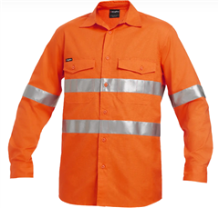 Shirt King Gee Workcool 2 HiVis  Reflective Hoop Tape Long Sleeve Shirt