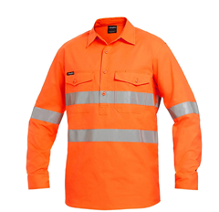 Shirt King Gee Workcool 2 Closed Front Reflective Tape Long Sleeve Shirt
