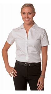 Shirt BENCHMARK Ladies Self Stripe Short Sleeve Shirt